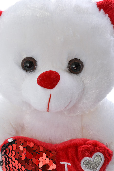 8" Valentine Day Bear With Sequin Red/White