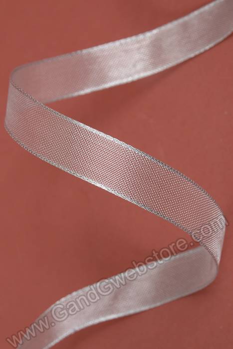 5/8" X 25yds Organza Metallic Wired Ribbon Silver