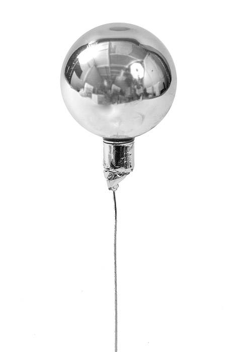 40mm Gloss Glass Ball Ornament Silver Pkg/48