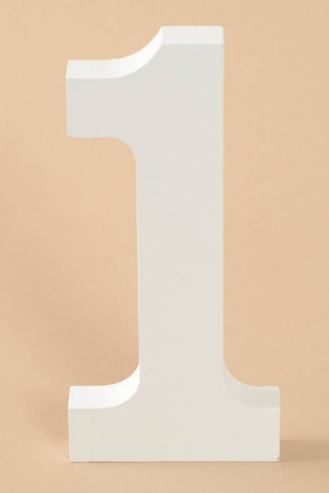 8" Wooden Number 1 White