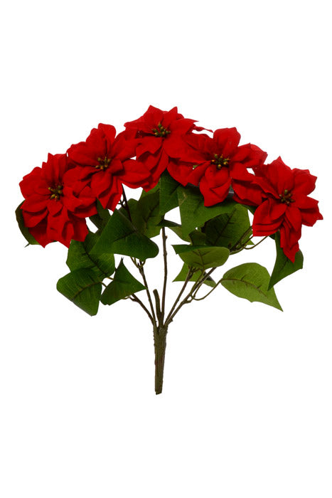 14.5" Velvet Poinsettia Bush Red
