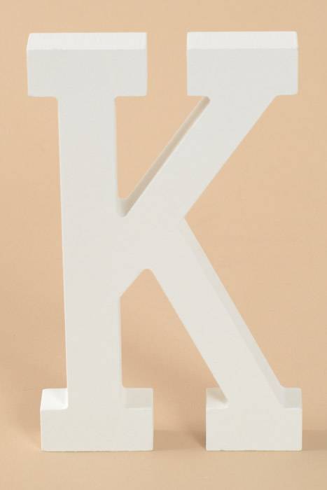 8" Wooden Letter K White