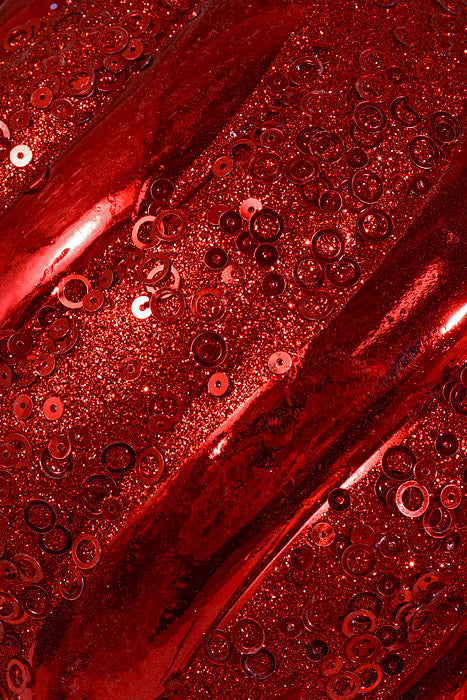 200Mm Plastic Pumpkin Ball with Glitter/Sequin Ornament Red