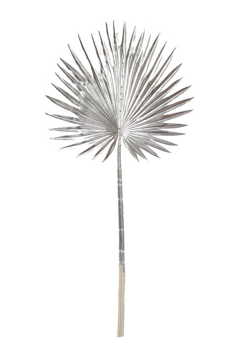 34.25" Metallic Fan Palm Leaf Stem Silver