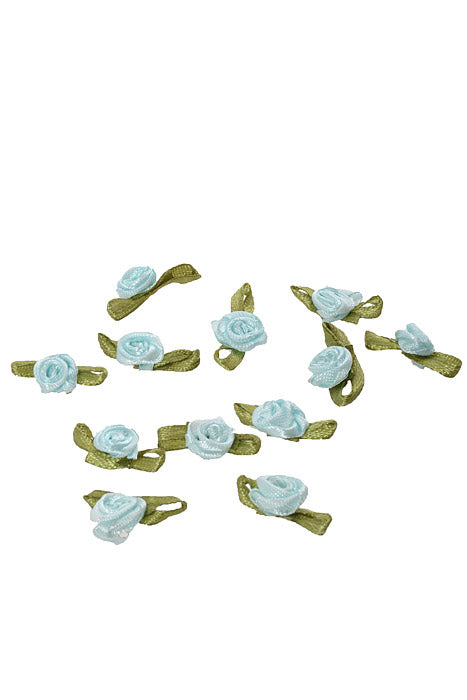 3/4" Ribbon Rose Light Blue (Pkg/12)