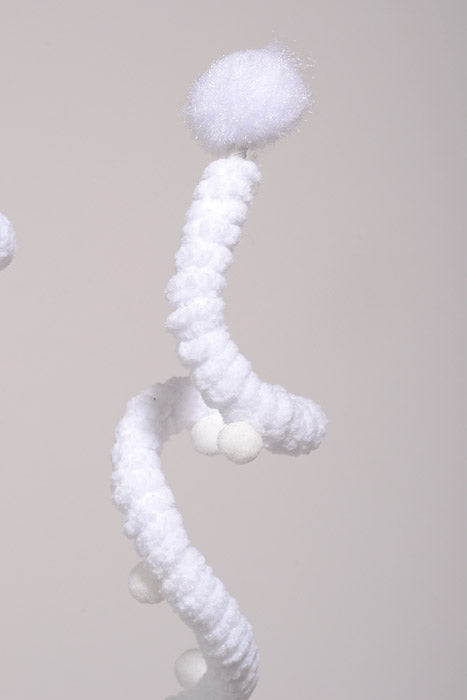 23" Fluffy Curly Stem White