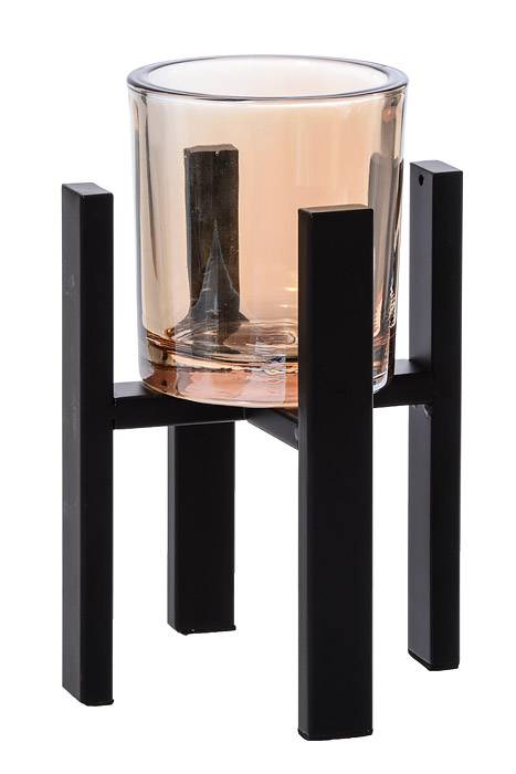 7" Metal Candle Holder W/glass