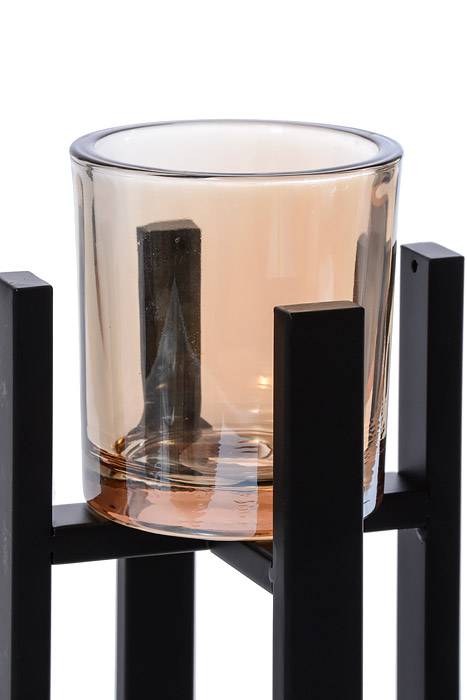 7" Metal Candle Holder W/glass
