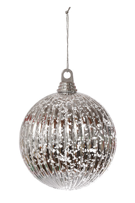 150Mm Vertical Stripe Ball Ornament Mercury (Silver) Pkg/2