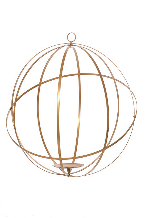 18" Hanging Floral Sphere Gold