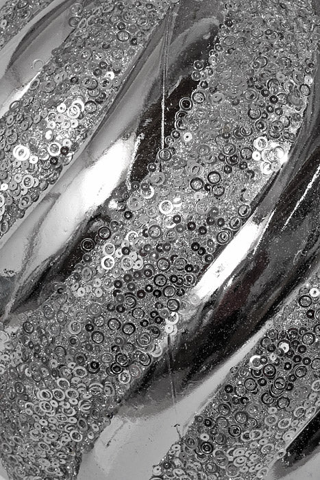 300Mm Plastic Pumpkin Ball with Glitter/Sequin Ornament Silver