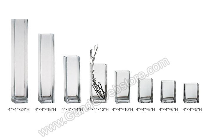 4" X 6" X 6" Rectangular Glass Vase Clear