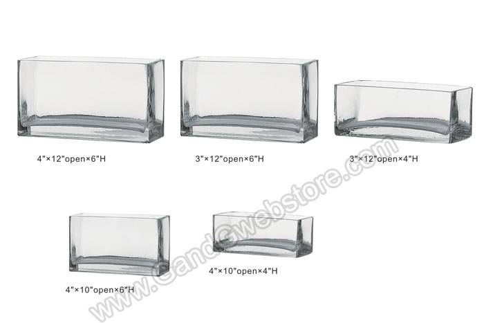 4" X 10" X 4" Rectangular Glass Vase Clear 6 Pcs