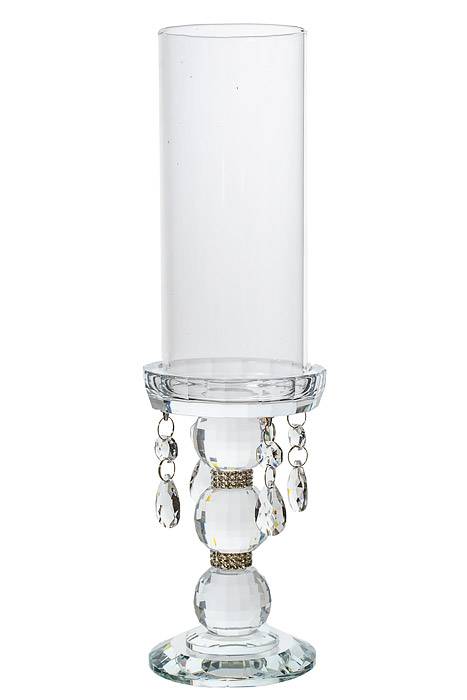 12.75" Candle Holder W/rhinestone/beads Clear