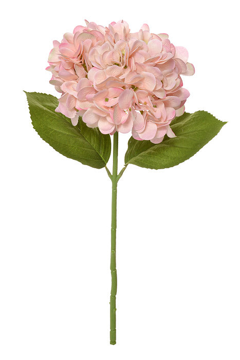 19" Silk Hydrangea Stem W/2 leaves (Pink)