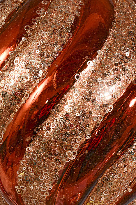 300Mm Plastic Pumpkin Ball with Glitter/Sequin Ornament Copper