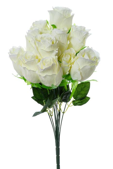 18" Silk Rose Bush Ivory