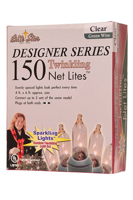 4 Ft X 6 Ft 150lt Twinkling Net Green/wire Clear