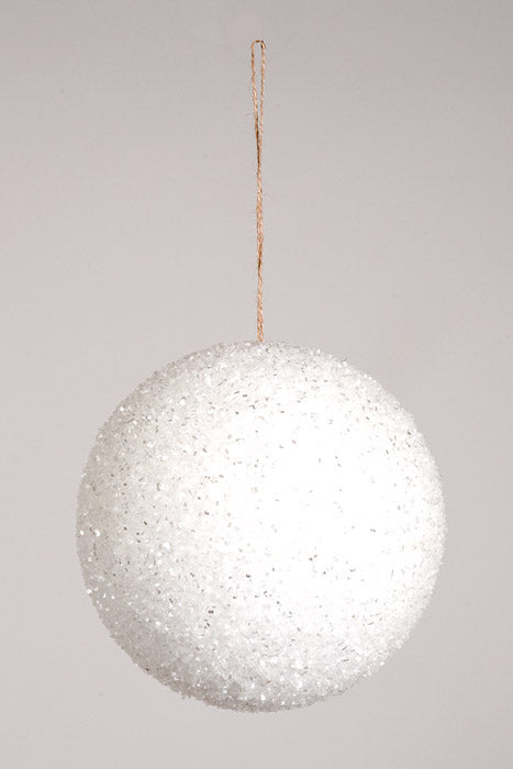 8" Sparkle Tinsel Ornament Ball White