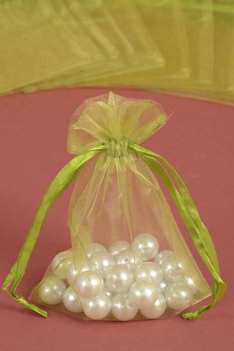 5" X 7" Organza Pouches Bag Apple Green Pkg/12