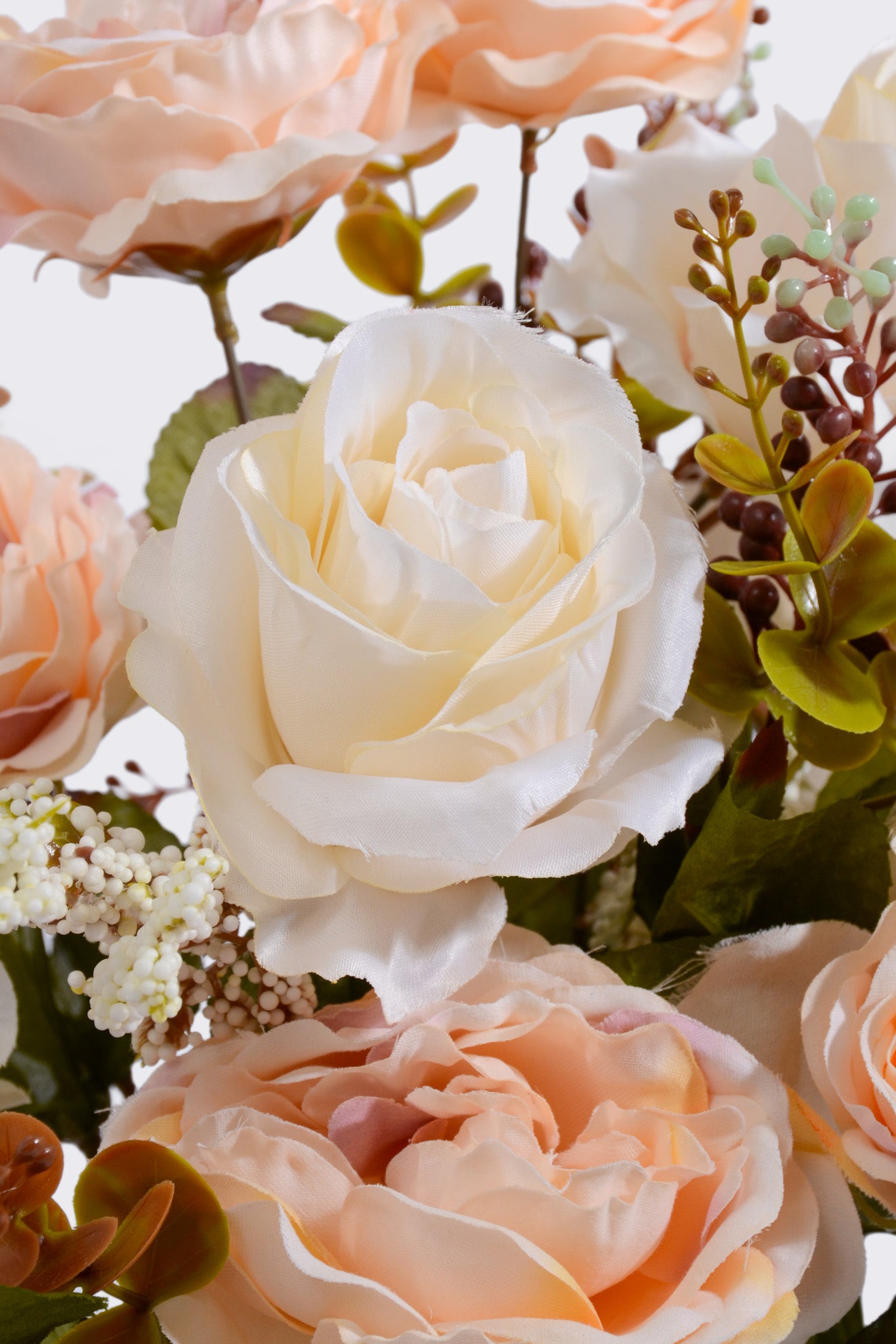22" Silk Rose Bud Bush Beige