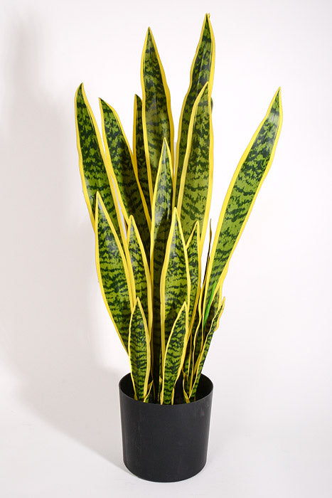 36" Artificial Snake Plant In Pot Green/Yellow