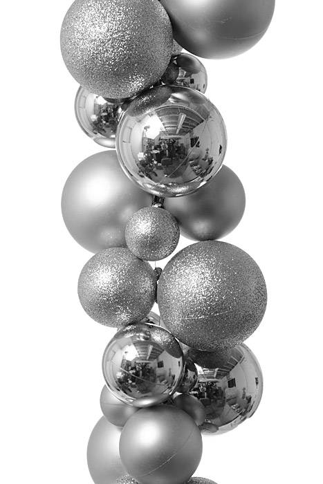 8ft Shiny/matte/glitter Ball Garland Silver