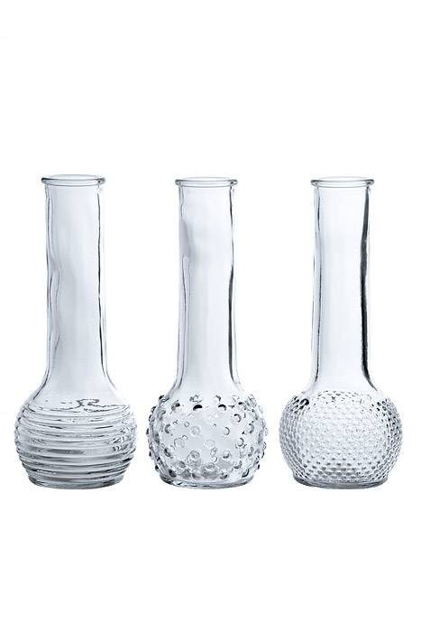 8.5" Dot-dash Bud Glass Vase Trio Assorted Set/3