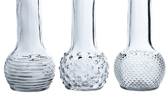 8.5" Dot-dash Bud Glass Vase Trio Assorted Set/3