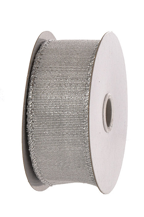 1.5" X 10Yds Wired Metallic Sheer Ribbon Silver