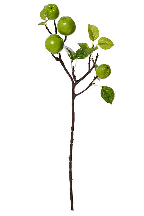 24" Apple Spray With Leaves Green