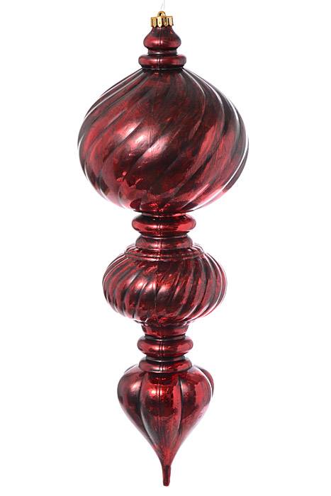 22" Antique Scultped Finial Ornament Red
