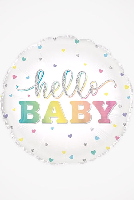17" Round Balloon Hello Baby White