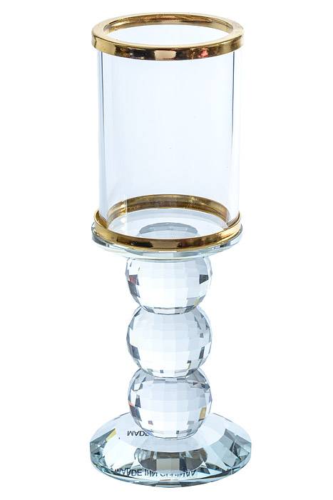 8.15" Crystal Single Candle Holder Gold