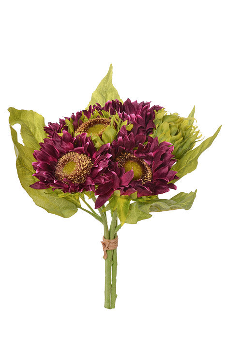 16" Silk Sunflower Bouquet Eggplant