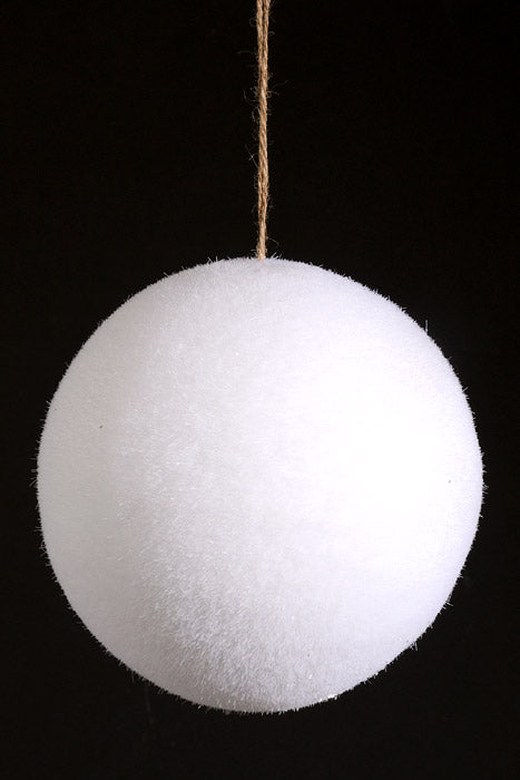 150Mm Snow Ball with Glitter Ornament White
