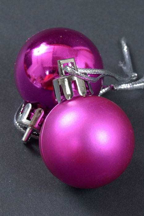 30mm Shiny & Matte Plastic Ball Ornament Fuchsia Pkg/24