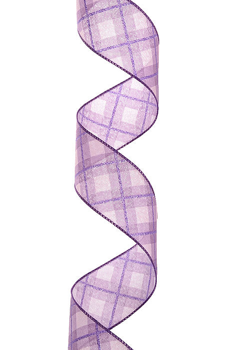 2.5" X 10Yds Wired Purple Georgina Plaid Ribbon Purple