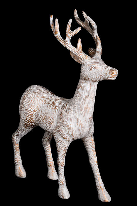 18" Standing Deer White/Gold