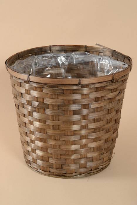 12" X 11" Stained Bamboo Planter Brown