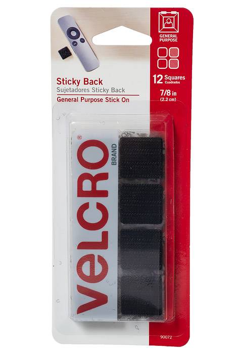 7/8" Velcro Square Sticky Black Pkg/12