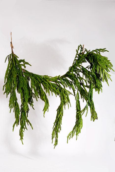 40" x 27" Artificial Real Touch Norfolk Pine Dripping Garland Green