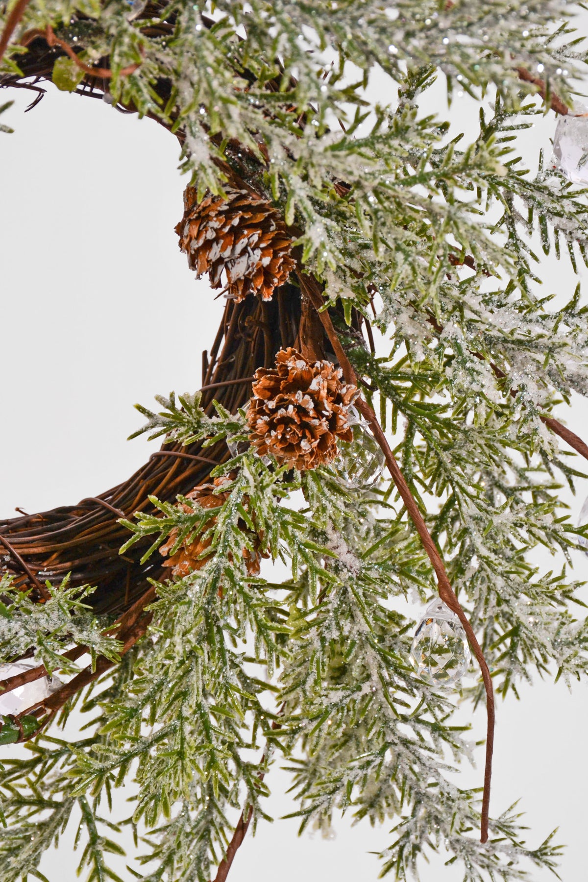 4.5" Pine/Cone W/Snow Candle Ring Green/White