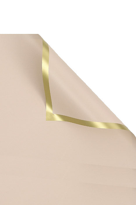 22.5" Gold Edge Flower Wrapping Paper Tan Pkg/20