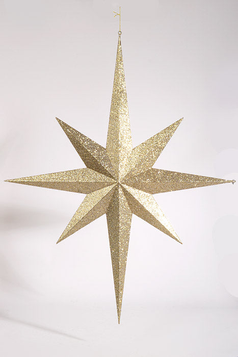 39" Glitter 8-Points Star Champagne/Gold