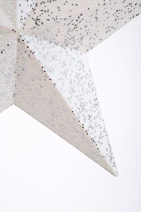 24" Glittered Star White/Silver/Iridescent