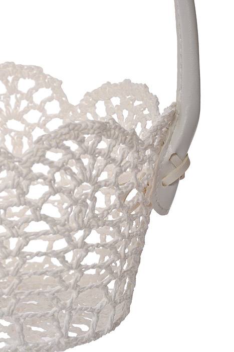 4" Lace Basket W/Handle White