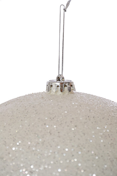 250Mm Glitter Ball Ornament White