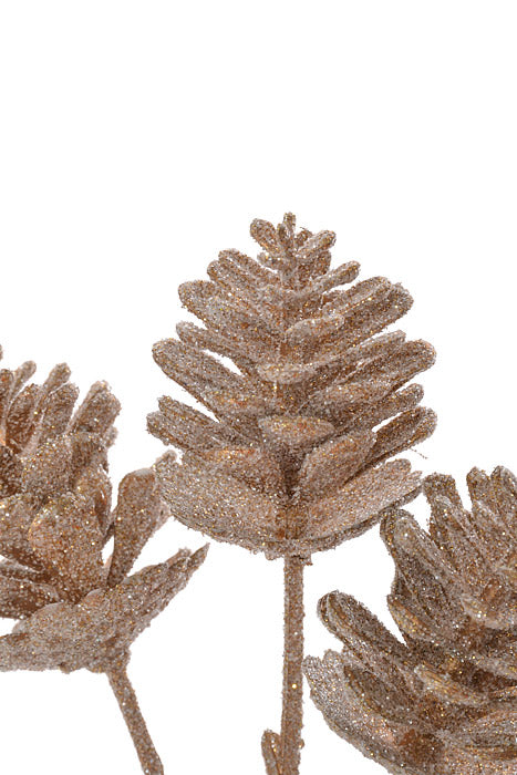 20" Pinecone Glitter Spray Gold