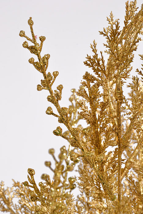 19" Metallic Cypress W/Glitter Bush Gold